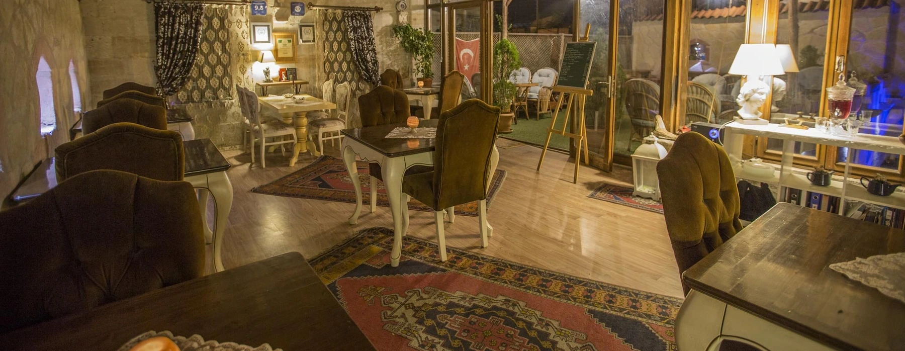 Saklı Konak enclosed terrace dining interior